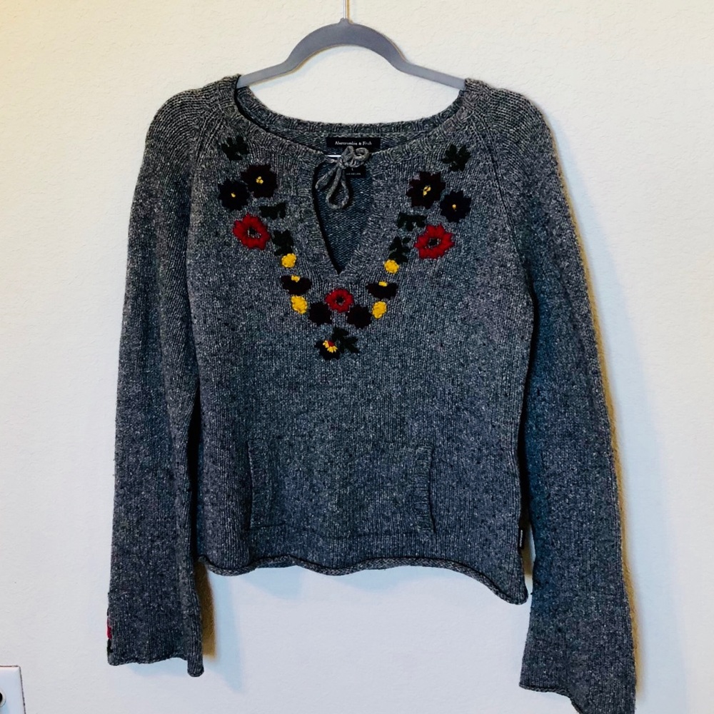 Grey Embroidered Sweater